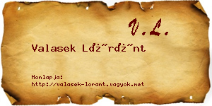 Valasek Lóránt névjegykártya